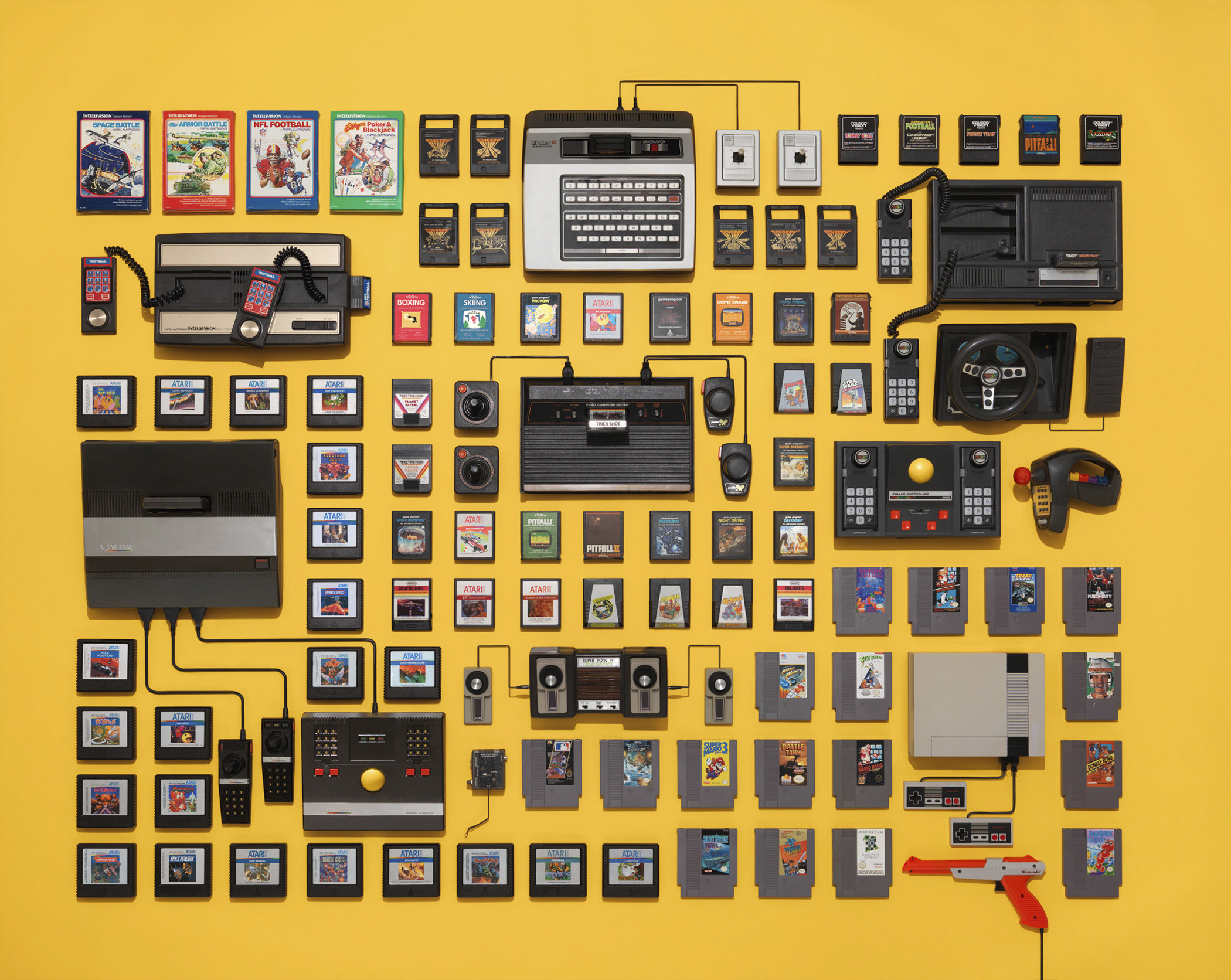 8-Bit Videogame Collection, including the Nintendo NES. List Price of 1985 Nintendo NES Control Deck: $199, per <a href="http://images.businessweek.com/ss/06/10/game_consoles/source/4.htm" title="BusinessWeek" target="_blank">BusinessWeek</a>.
<strong>Today's equivalent:</strong> Xbox 360 500GB Holiday Bundle. List Price $249.99, on <a href="http://www.xbox.com/en-US/xbox360/consoles" title="Xbox 360 Console" target="_blank">Xbox.com</a> OR <strong> PlayStation 4 Destiny Bundle.</strong> List Price $449, available on <a href="http://www.amazon.com/exec/obidos/ASIN/B00KVOVBGM/ref=nosim/6553221-rg1864-00-20?s=merchant" title="Amazon.com" target="_blank">Amazon.com</a>.