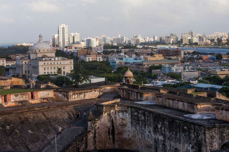 SAN JUAN, PUERTO RICO - NOVEMBER 12: Old San Juan, the center for Puerto Rican tourism, is viewed on November 12, 2013 in San Juan, Puerto Rico. The island territory of the United States, Puerto Rico, is on the brink of a debt crisis as lending has skyrocketed in the last decade as the government has been issuing municipal bonds. Market analysts have rated those bonds as junk and suspect it's 70 billion dollar debt might be unserviceable in the near future. With no industry other than tourism and the recent collapse of the real estate market, the way out is unclear. (Photo by Christopher Gregory/Getty Images)