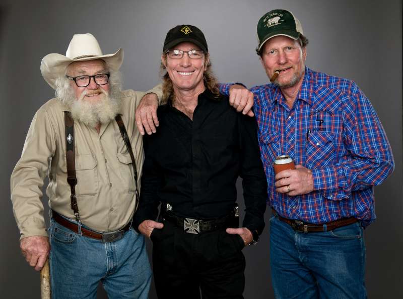 LOS ANGELES, CA - AUGUST 12 NBCUNIVERSAL EVENTS-- NBCUniversal Portrait Studio, August 2015 -- Pictured: (l-r) TV personalities Gil Prather, Wayne Gilliam and Mike Rooster McConaughey from West Texas Investors Club pose for a portrait at the NBCUniversal Summer Press Day during the 2015 Summer TCA Tour at The Beverly Hilton on August 12, 2015 in Beverly Hills, California. (Photo by: Christopher Polk/NBC/NBCU Photo Bank via Getty Images)