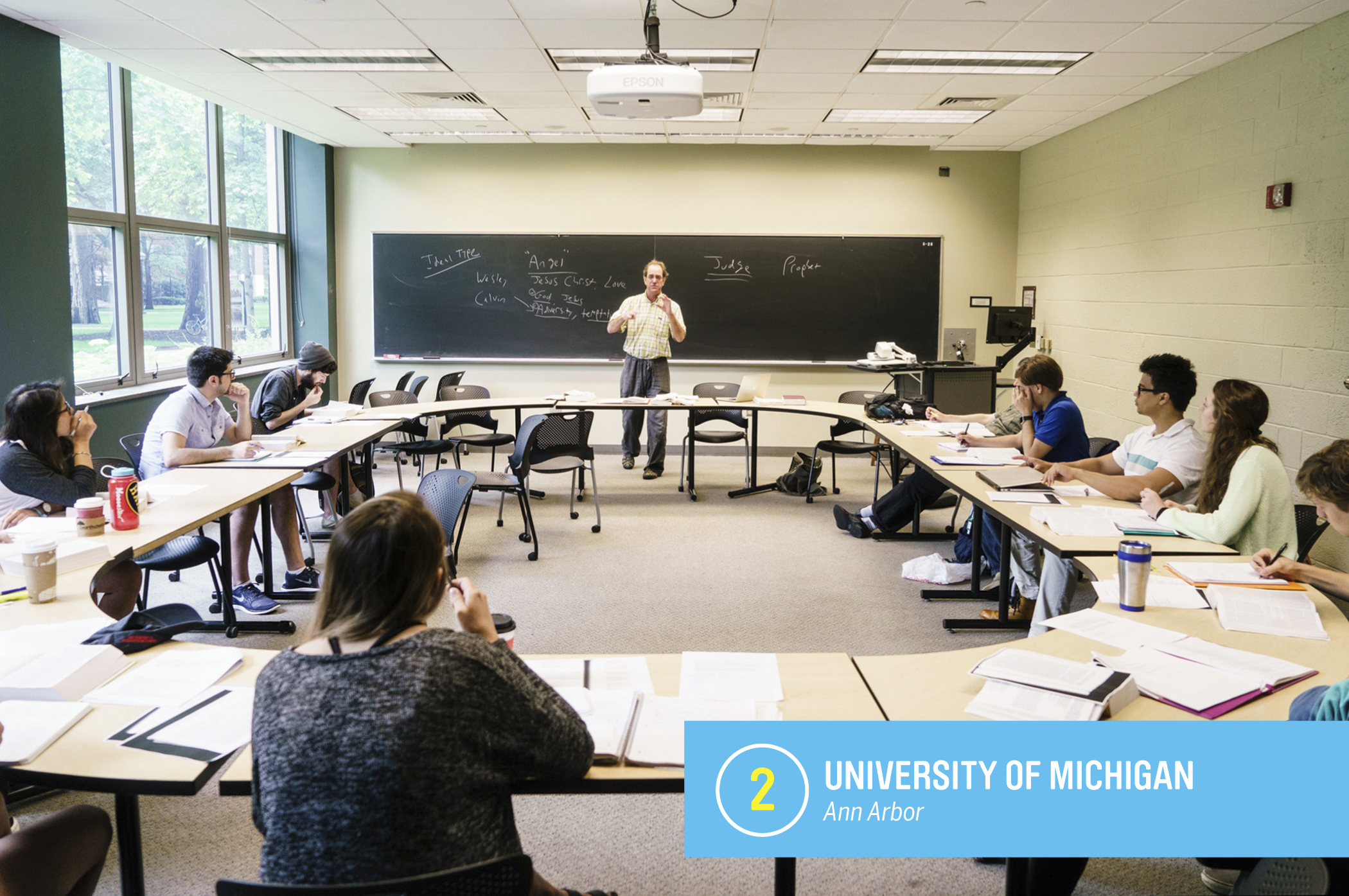 The <a href="https://money.com/best-colleges/profile/university-of-michigan-ann-arbor/" target="_blank">University of Michigan</a> accepts less than a third of the nearly 50,000 students who apply, and is nearly as popular with out-of-staters as with Michiganders. State residents who get in enjoy an especially good deal: Michigan is one of 11 colleges in Money’s top 50 where the average in-state cost of a degree is less than $100,000. <a href="https://money.com/best-colleges/profile/university-of-michigan-ann-arbor/" target="_blank">FULL PROFILE</a>