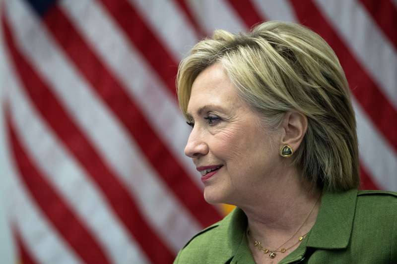 NEW YORK, NY - AUGUST 18: Democratic presidential candidate Hillary Clinton delivers opening remarks during a meeting with law enforcement officials at the John Jay College of Criminal Justice, August 18, 2016 in New York City. The meeting included police chiefs from several metropolitan departments. (Photo by Drew Angerer/Getty Images
