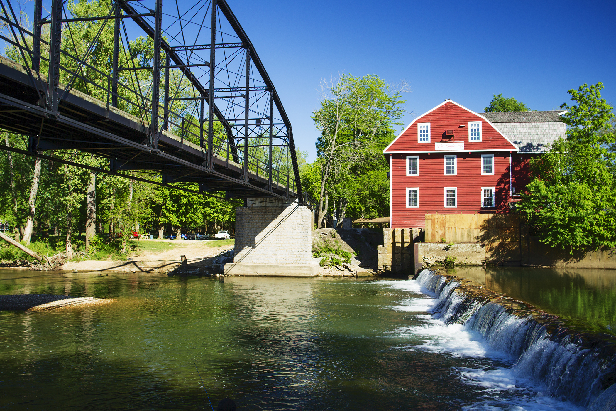 <strong>Rogers, Arkansas.</strong> The steel-truss War Eagle bridge, built in 1907, is listed on the National Register of Historic Places.