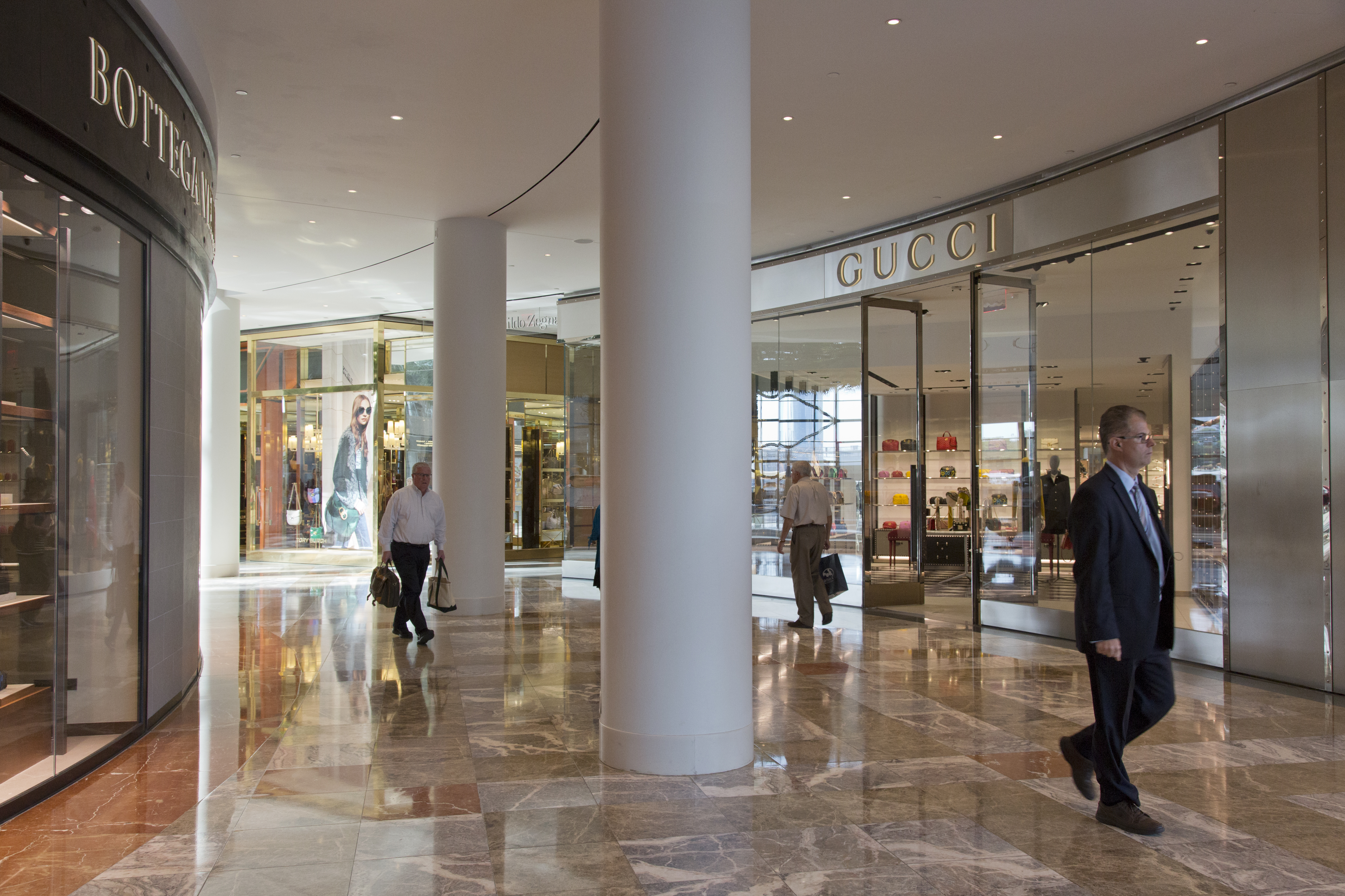 High-end retail stores inside of Brookfield Place, New York.