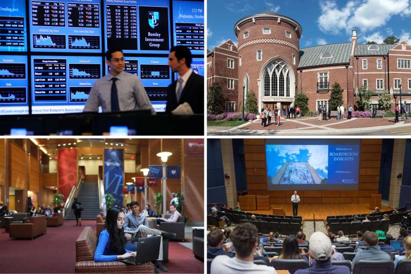 (clockwise from top left) Bentley University; University of Richmond; University of Notre Dame; University of Pennsylvania