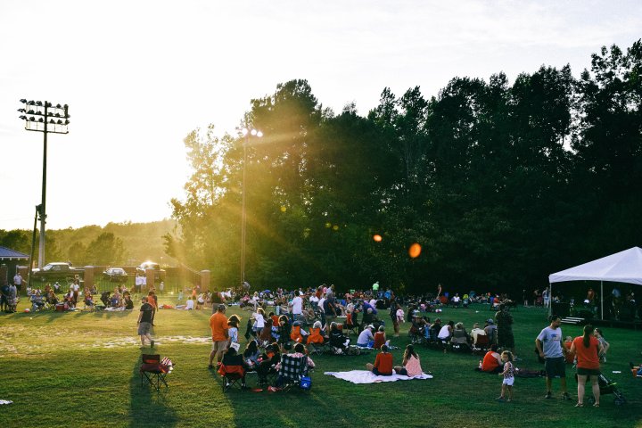 community gathered at park in Auburn, Alabama