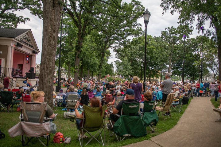 Community at outdoor concert in Waukesha, Wisconsin