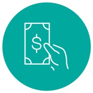 icon: hand holding a dollar bill