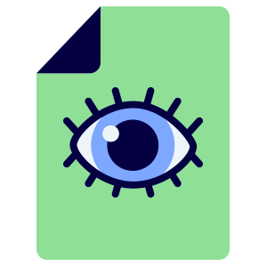 Icon of a document with an eye on it