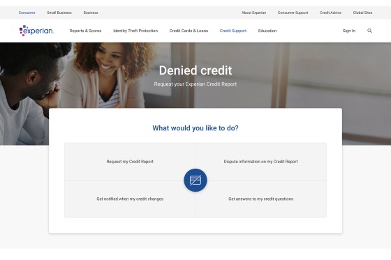 On Experian's website, you can request a credit report directly from the credit bureau.