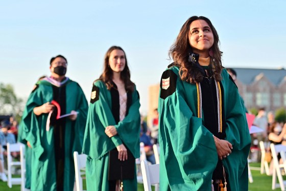 Students at the commencement ceremony at Washington University in St. Louis