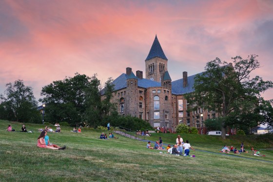 The Uris Library and McGraw Tower on campus of Cornell University.