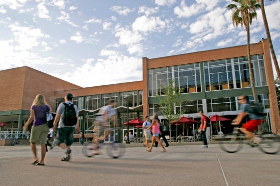 Students walking on campus at Arizona State University
