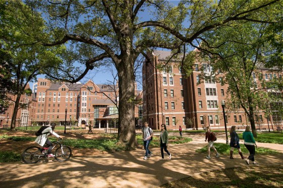 Students walking at the Vanderbilt University campus
