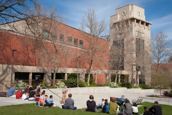 Students gathered on campus at The University of Idaho