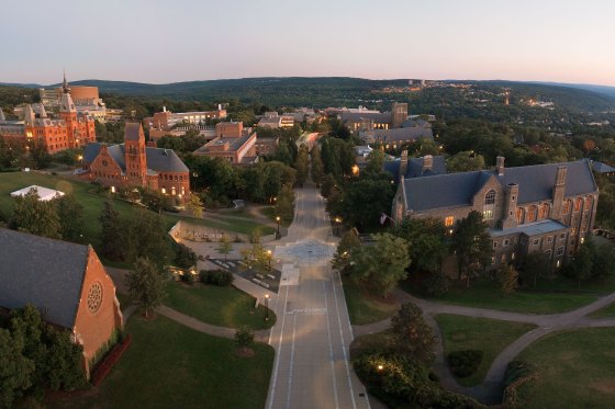 Aerial view of the Cornell University campus in New York